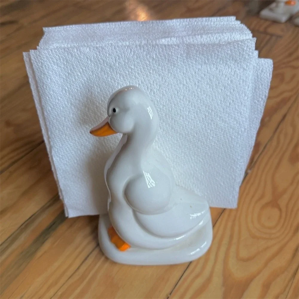 Unbranded Duck Napkin Holder White Ducks Orange Beaks & Feet Farmhouse